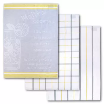 Dyckhoff Mojito Cocktail Checkered Dish Towel Set 3-Piece 50x70 cm