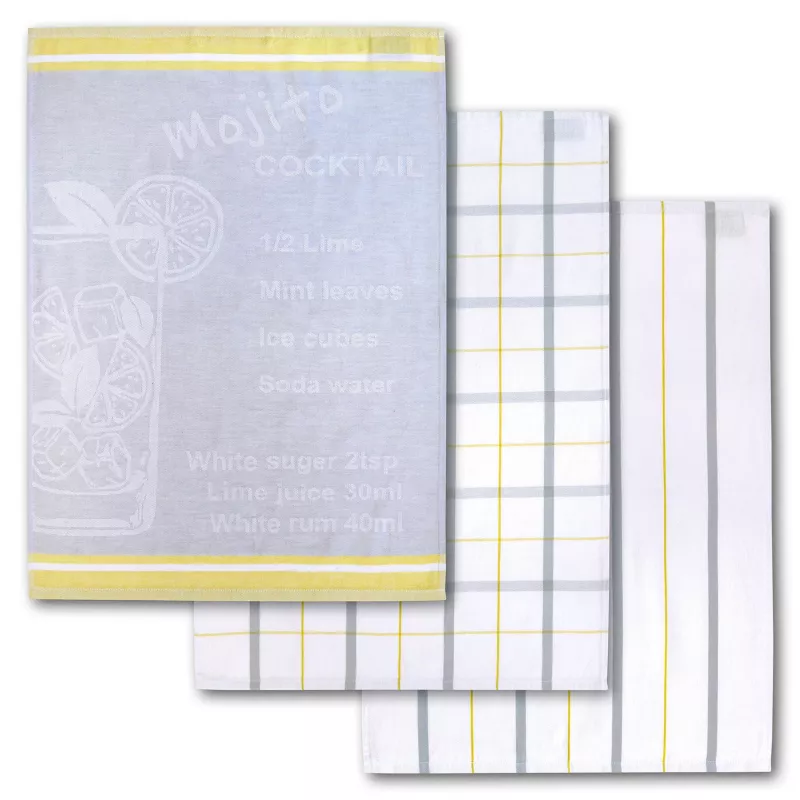 Dyckhoff Mojito Cocktail Checkered Dish Towel Set 3-Piece 50x70 cm