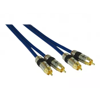 Kindermann garso kabelis - 2x RCA lizdas (vyriškas) į 2x RCA lizdą (vyriškas), 2 m, auksuotas, juodas