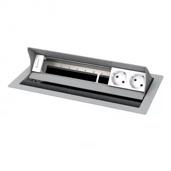 Kindermann CablePort standard² 6-fold Desktop Connection Panel Housing sidabrinis