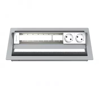 Kindermann CablePort standard² 6-fold Desktop Connection Panel Housing sidabrinis