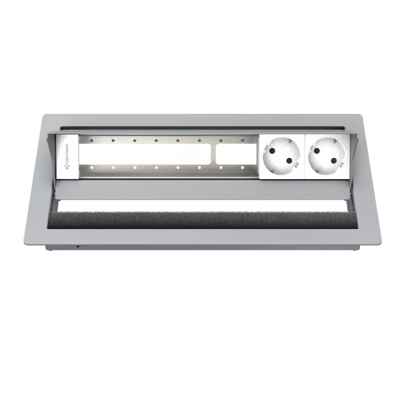 Kindermann CablePort standard² 6-fold Desktop Connection Panel Housing sidabrinis