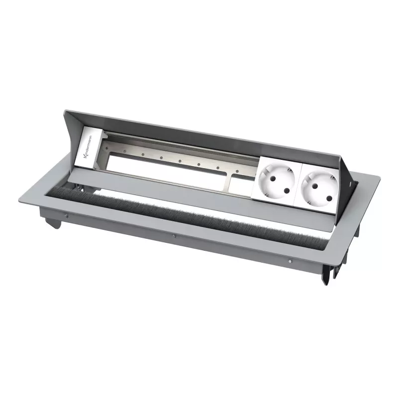 Kindermann CablePort standard² 6-fold Desktop Connection Panel Housing sidabrinis