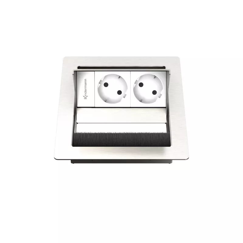 Kindermann CablePort standard² 2-fold Flush-Mount Housing for Power Outlet, Black