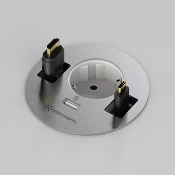 Kindermann CablePort table³ Flush-Mount Table Connection Unit, sidabrinis