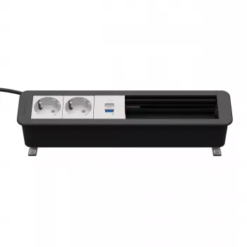 Kindermann CP Office Desk 6-Fold 2x Schuko 1x USB A/C stalo jungčių centras