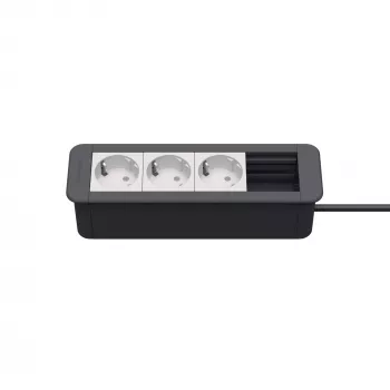 Kindermann CP Office Frame 4-Fach 3 x Power Socket Desktop Connectivity Hub sidabrinis