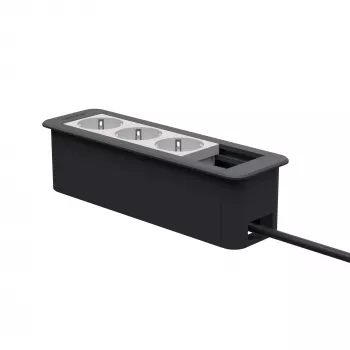 Kindermann CP Office Frame 4-Fach 3 x Power Socket Desktop Connectivity Hub sidabrinis