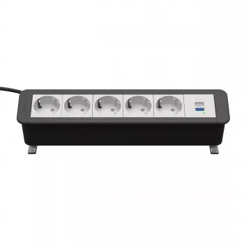 Kindermann CP Office Desk 6-Fold 5x Schuko 1x USB-C PD 60W Power Strip with Clamp