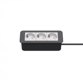 Kindermann CP Office Frame 3-Fach 3x Power Socket Desk Connectivity Panel Sidabrinis/Juodas