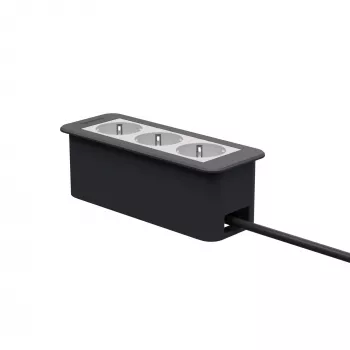 Kindermann CP Office Frame 3-Fach 3x Power Socket Desk Connectivity Panel Sidabrinis/Juodas