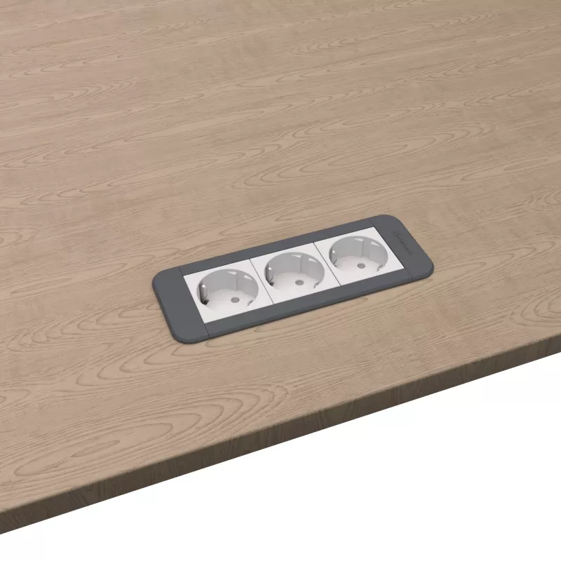 Kindermann CP Office Frame 3-Fach 3x Power Socket Desk Connectivity Panel Sidabrinis/Juodas