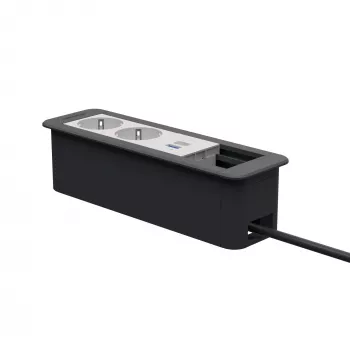 Kindermann CP Office Frame 4-Fold 2x Schuko 1x USB-C PD Desk Power & Data Module