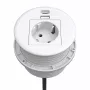 Kindermann CablePort Table White (STS-R90-2 weiß) – Įleidžiamas stalinis jungčių blokas su 2x Schuko lizdais
