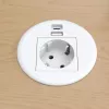 Kindermann CablePort Table White (STS-R90-2 weiß) – stalo jungčių skydelis su 2x Schuko lizdais