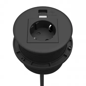 Kindermann CablePort Table Black (STS-R90-2 blac) – Įleidžiamas jungčių bloko korpusas stalams
