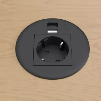 Kindermann CablePort Table Black (STS-R90-2 blac) – Įleidžiamas jungčių bloko korpusas stalams