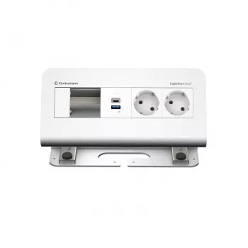 Kindermann CablePort desk² 4-way 2x Power 2x USB stalo jungčių modulis, aliuminis