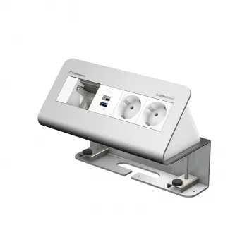Kindermann CablePort desk² 4-way 2x Power 2x USB stalo jungčių modulis, aliuminis