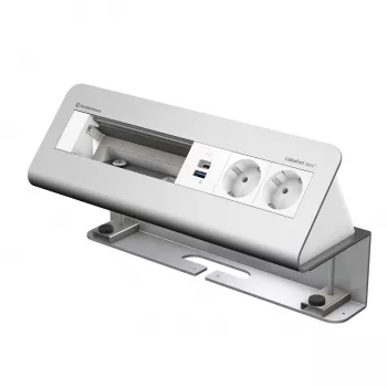 Kindermann CablePort desk² 6‑fold 2x USB Charging Desk Clamp Module sidabrinė/juoda