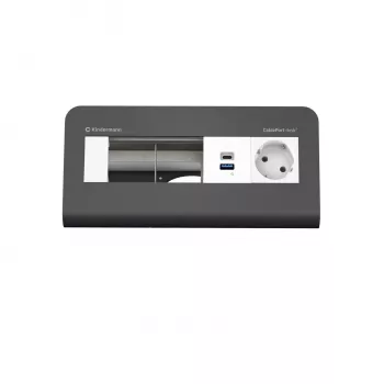 Kindermann CP desk² 80 4-fold Desk Connectivity Panel su 1x maitinimo ir 1x USB-A, sidabrinis/juodas