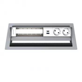 Kindermann CP Standard² 6-jungčių stalinis jungties blokas su 2x maitinimo lizdais, 1x USB-A įkrovimo prievadu, HDMI, RJ45