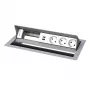 Kindermann CP Standard² 6-Fold Desk Connectivity Panel su 3x maitinimo lizdais ir 1x USB-A įkrovimu, sidabrinis