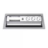 Kindermann CP Standard² 6-Fold Desk Connectivity Panel su 3x maitinimo lizdais ir 1x USB-A įkrovimu, sidabrinis
