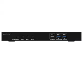 Kindermann KVM Switch 41C – 4 prievadų skaitmeninis KVM jungiklis su DVI-D, USB, garsu ir EDID emuliacija