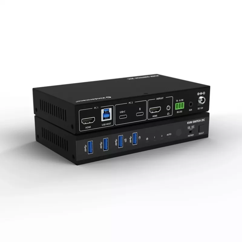 Kindermann KVM Switch 21C - 2-Port DVI-I KVM jungiklis su garsu ir USB šakotuvu