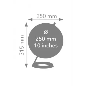 TROIKA Globe 23.5 Degrees (G2507-P2P2/CB) – stalinis gaublys ir popieriaus svarelis, chromuotas pagrindas, 60 mm