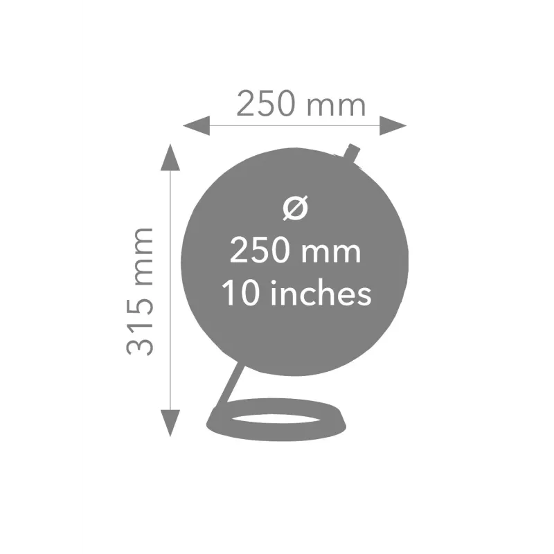 TROIKA Globe 23.5 Degrees (G2507-P2P2/CB) – stalo gaublys, popieriaus prispaudėjas, chromuotas pagrindas, 60 mm
