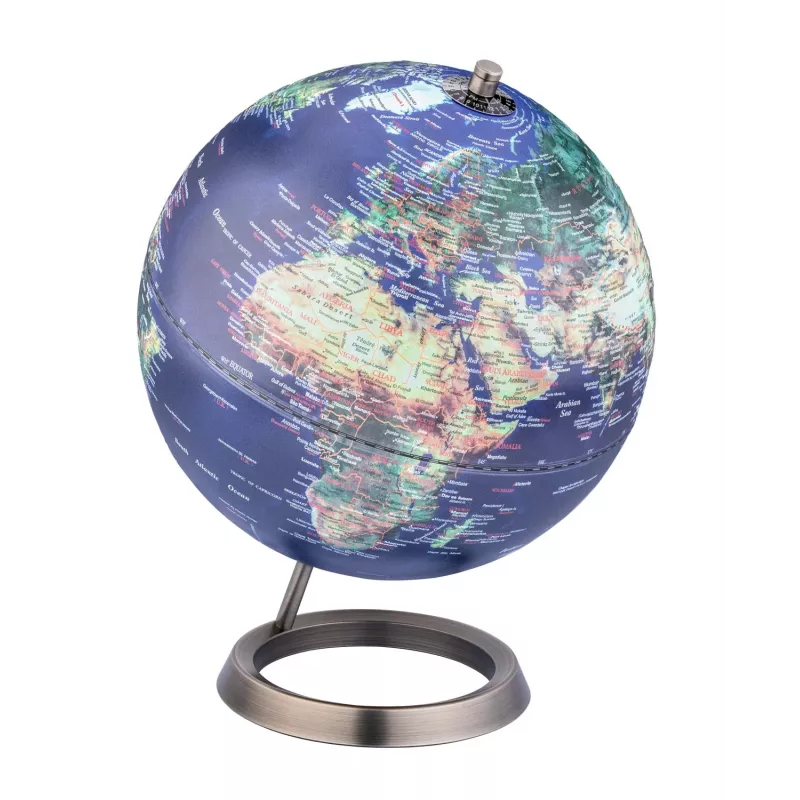 TROIKA Globe 23.5 Degrees (G2507-P2P2/CB) – stalo gaublys, popieriaus prispaudėjas, chromuotas pagrindas, 60 mm
