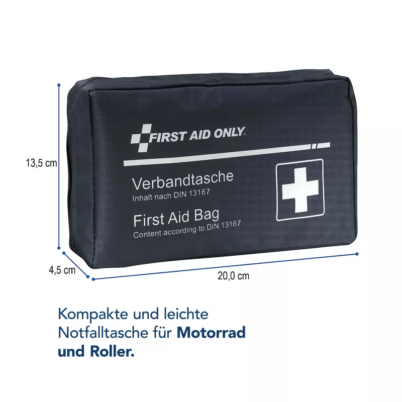 First Aid Only Motociklo pirmosios pagalbos rinkinys DIN 13167 mėlynas su perspėjamąja liemene