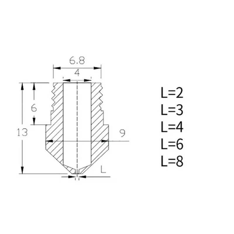 ALLNET 4duino 3D Nozzle Kit M6 Brass Nozzles 7-Pack (0.2-1.0mm) 1,75mm Filament E3D V5/V6