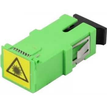 Synergy 21 SC/APC šviesolaidžio mova, vienmodė, simpleksinė, keraminė ferulė, PVC, be flanšo su lazerine apsaugine sklende (S215677)