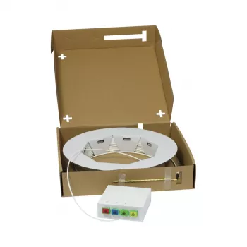 SYNERGY21 FTTH Compact Box, iš anksto surinkta, 4xSC/APC → atviras galas, 40 m, 9/125 µm, G.657.A2, 4 skaidulos, OD=2,2 mm