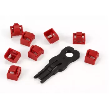 ALLNET TP/RJ45 Blocker Red 10-Pack with Security Key, Dust Cap, Network Security Lock (ALL-TP-RJ45-Blocker-10PCS)