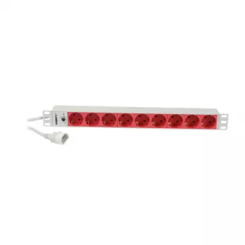 Synergy 21 ALLNET 19 colių 1U maitinimo juosta 9x Schuko lizdai CEE7 su IEC C14 kištuku 10A 2m juoda