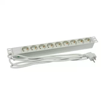 ALLNET 19 inch Priedų kelių lizdų blokas 9x lizdai (CEE7) prie kištuko (CEE7) šviesiai pilkas Synergy 21