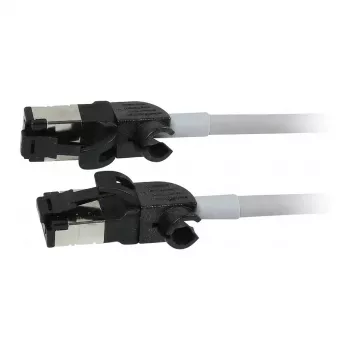 Synergy21 Patch Cable RJ45, CAT6A 500MHz, 2m, Grey, S/FTP, Slimline Round d=4,5mm, TPE/LSZH (Superflex), AWG28, su CAT7 Raw Connector, Rotatable Plug