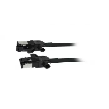 Synergy21 Patch Cable RJ45, CAT6A 500MHz, 0,25m, Black, S/FTP, Slimline Round d=4,5mm, TPE/LSZH (Superflex), AWG28 with CAT7 Raw Connector, Rotatable Plug