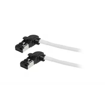 Synergy21 Patch Cable RJ45, CAT6A 500MHz, 0,15m, White, S/FTP, Slimline Round d=4,5mm, TPE/LSZH (Superflex), AWG28, with CAT7 Raw Connector, Rotatable Plug