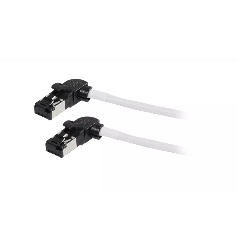 Synergy21 Patch Cable RJ45, CAT6A 500MHz, 0,15m, White, S/FTP, Slimline Round d=4,5mm, TPE/LSZH (Superflex), AWG28, with CAT7 Raw Connector, Rotatable Plug