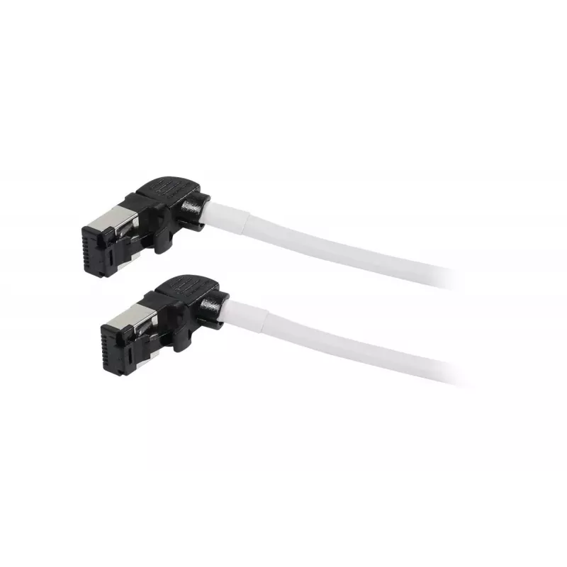 Synergy21 Patch Cable RJ45, CAT6A 500MHz, 0,15m, White, S/FTP, Slimline Round d=4,5mm, TPE/LSZH (Superflex), AWG28, with CAT7 Raw Connector, Rotatable Plug