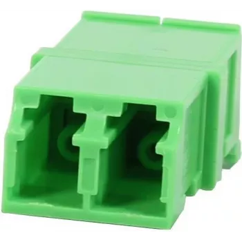 Synergy 21 S215678 LC/APC šviesolaidinis adapteris sujungėjas dupleksinis vienmodis 9/125µm keraminis PVC beflanšinis žalias su lazerio apsaugos sklende