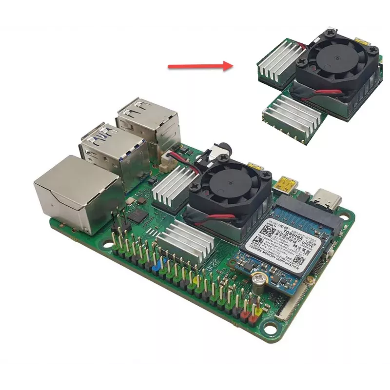 ALLNET Rock Pi 4C+ Heatsink Set (Rock4C+Heat-Set) - Pasyvaus aušinimo rinkinys, skirtas Radxa Rock Pi 4C Plus