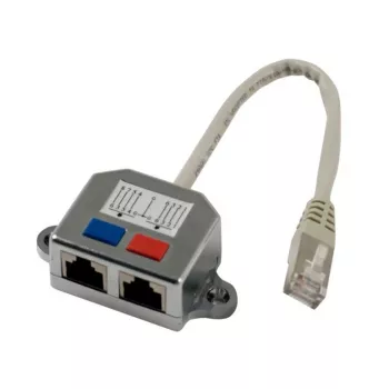 Synergy 21 S215236 Telefono Y-Splitter, 1x RJ11/RJ12 Kištukas į 2x RJ11/RJ12 Lizdą, 0,15 m, Pilka, Metalinis