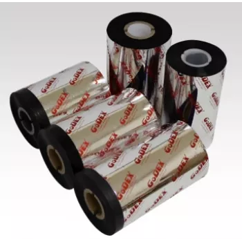GODEX GWR 745 Termoperdavimo juosta 110 mm x 450 m, 1 colio šerdis, juoda, vaško-dervos