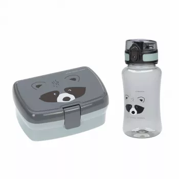 Lassig About Friends Raccoon Lunchbox & Tritan Drinking Bottle Set 460 ml
